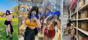 台湾Adidas（阿迪达斯）专卖店员工巨乳淫娃在店面仓库玩露出爆红网络